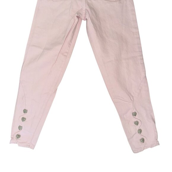 Vintage Jordache Skinny Tapered Leg Juniors Jeans 7 8 27 Pink Heart Buttons - Picture 8 of 9